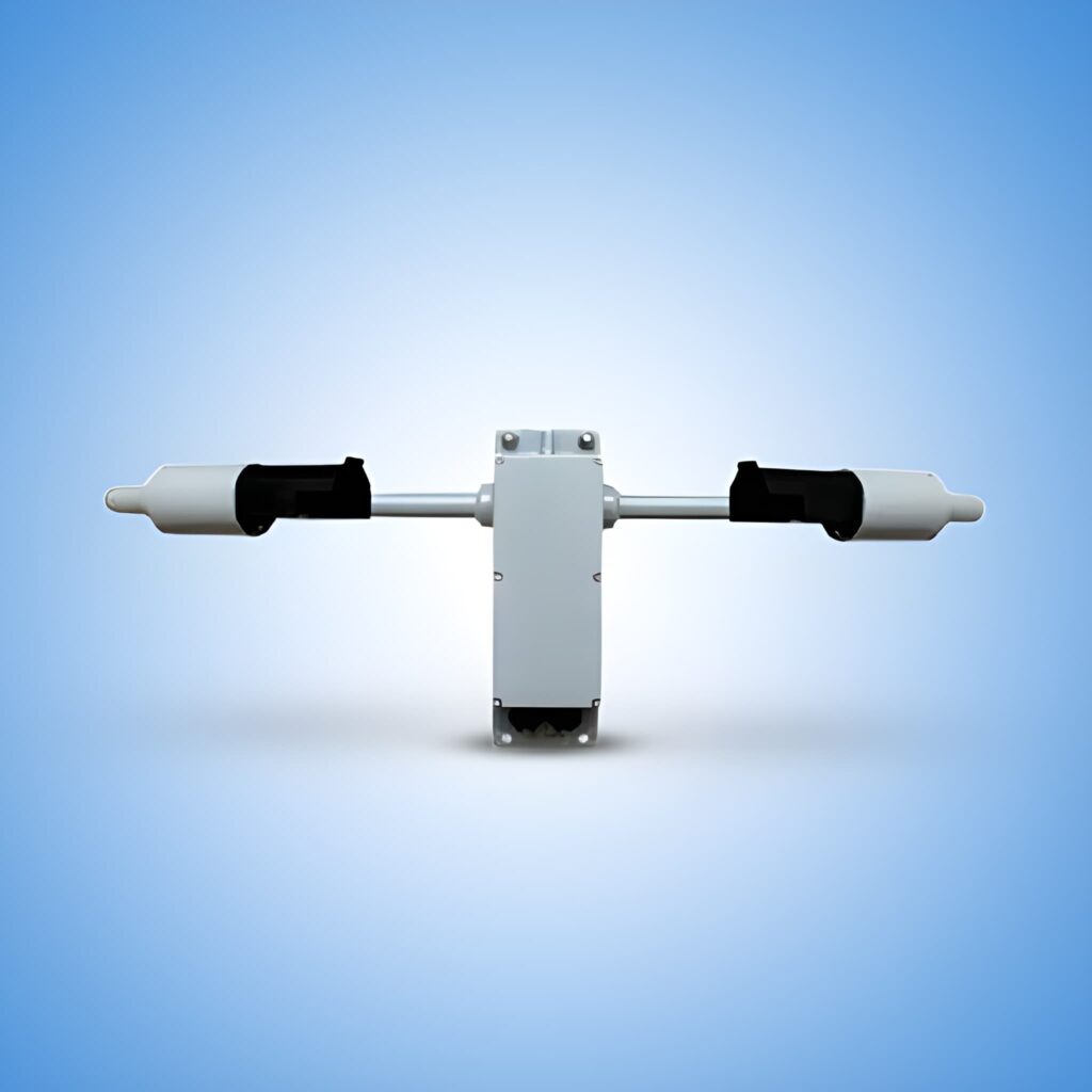 RWS-30 road tunnel weather sensor with dual optical arms and central mounting unit, designed for accurate visibility, fog, smoke, and pollution monitoring in tunnel safety systems.