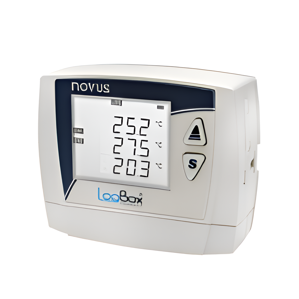 Novus LogBox WiFi data logger for temperature and humidity monitoring with digital display
