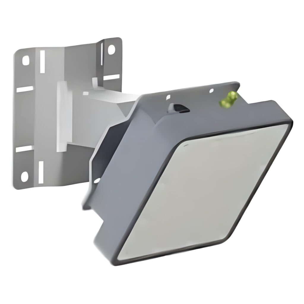 Surface velocity radar sensor with adjustable mounting bracket and level indicator, used for accurate non-contact flow velocity measurement in rivers and open channels.