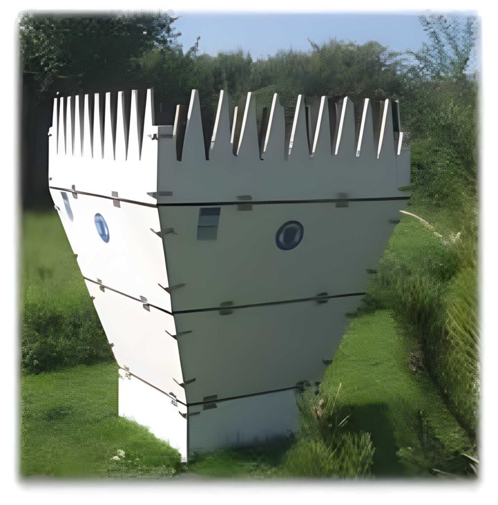 Geonica RASS system acoustic antenna enclosure installed in an outdoor field, used for atmospheric temperature profiling and wind measurement applications.