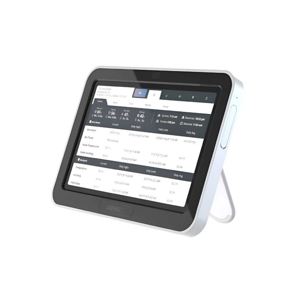 Davis Vantage Pro2 weather station console displaying real-time weather data