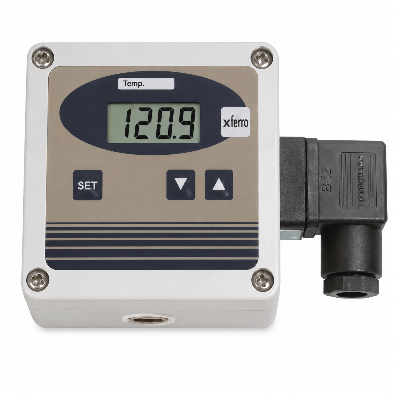 GLMU200-RW conductivity transducer with LCD display for conductivity and temperature monitoring in industrial processes.