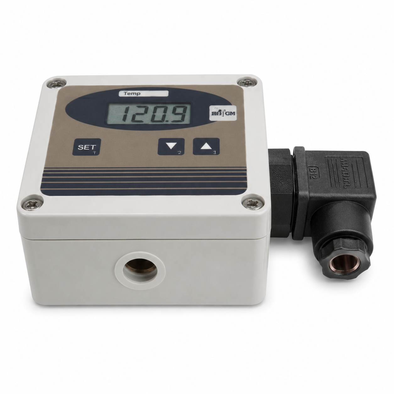 Conductivity transducer GLMU400-SW with stainless steel sensor probe, hygienic process connection, integrated transmitter, and rugged industrial design for accurate conductivity measurement, signal conversion, and industrial process monitoring.