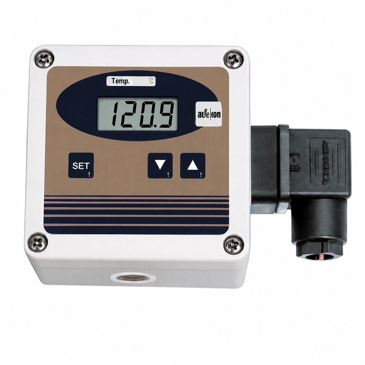 Conductivity transducer GLMU400-SW with stainless steel sensor probe, hygienic process connection, integrated transmitter, and rugged industrial design for accurate conductivity measurement, signal conversion, and industrial process monitoring.