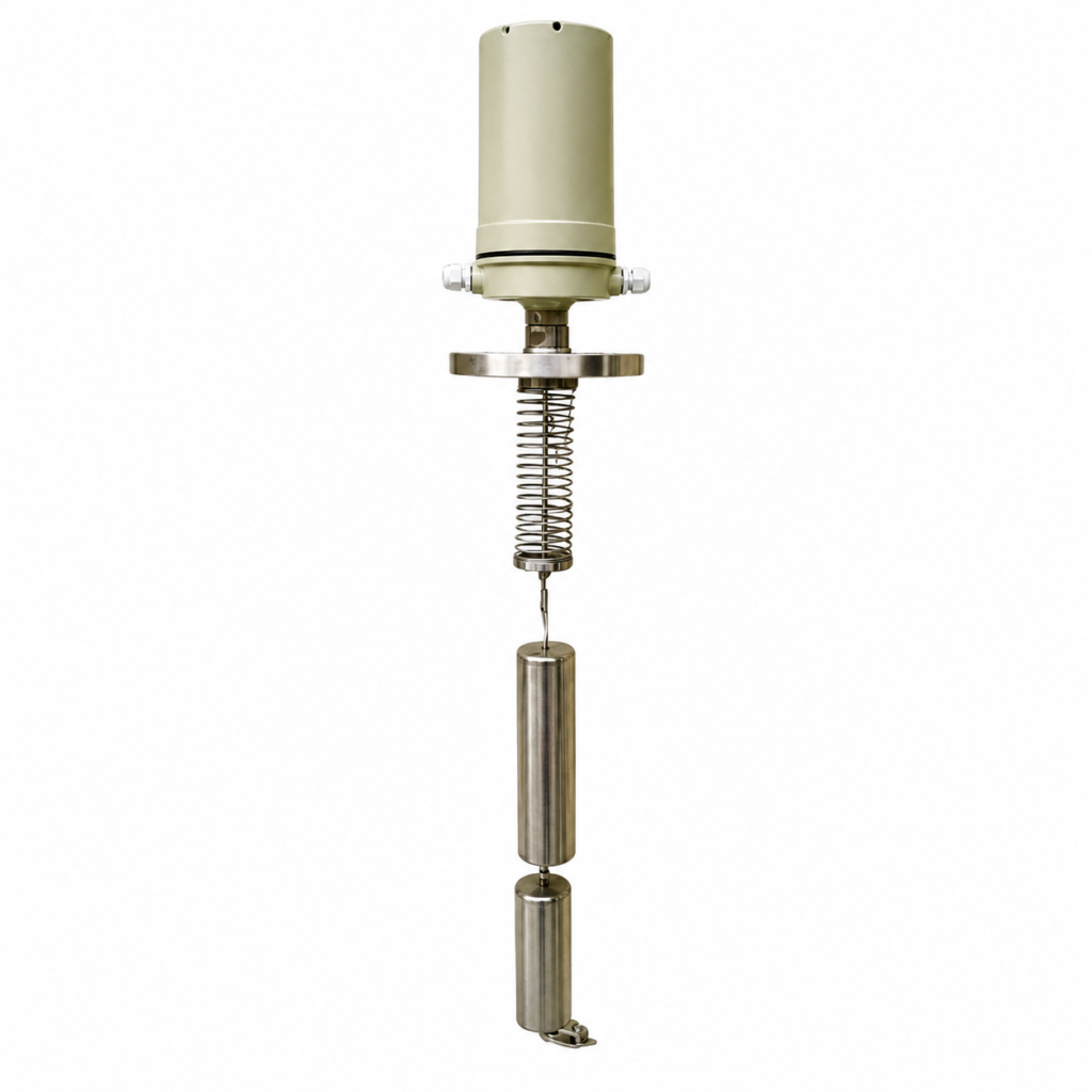 Double Displacer Level Switch with dual stainless steel displacers for high and low-level detection in industrial tanks and pressure vessels.