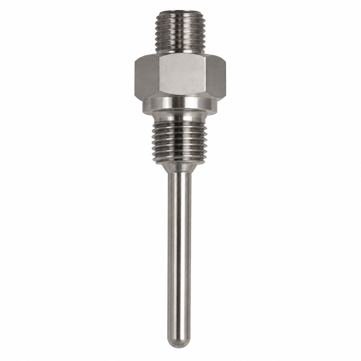 GTF112 industrial Pt100 temperature probe with compact stainless steel body and threaded process connection for industrial temperature measurement.