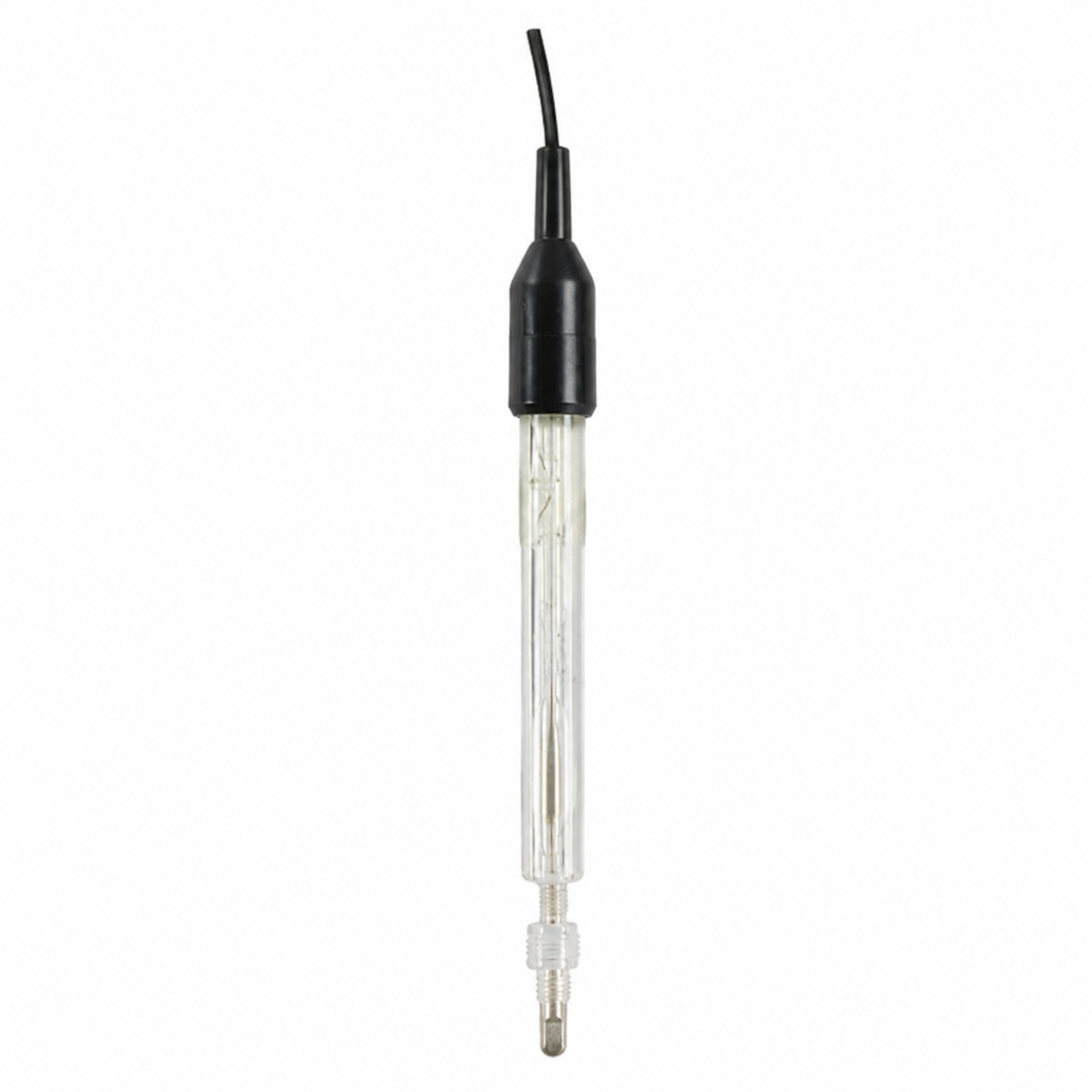 pH electrode for low-ion media GE 104 with glass measuring body, cable connection, specialized low-conductivity sensing tip, and durable design for accurate pH measurement in deionized water, pure water, and other low-ion media.