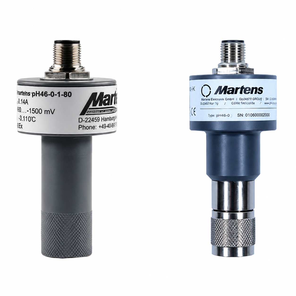 pH-head transmitter pH40 with compact field-mount housing, LED status indicators, M12 electrical connection, and programmable transmitter electronics for accurate pH and ORP signal conversion in industrial process and water treatment applications.